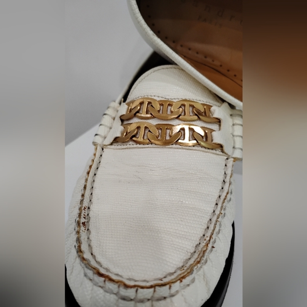 SANDRO PARIS PEBBLED WHITE LOAFERS - Picture 10 of 11